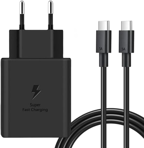45W Rapide Chargeur USB C Secteur avec Câble Type C pour Samsung Galaxy S24, S23, S22,S22+,S22 Ultra,S21, S21 Ultra, S20 Ultra, S20+, S10,S9, S8, A73, A71, A52,A53,A33,A32,A31 Charger Rapide Prise