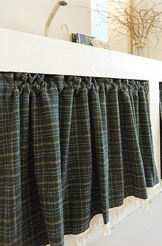 izielad Tende a Disco a Quadretti Motivo a Quadretti Tenda Corta Tenda a Disco Tende da Finestra Piccole in Stile Country Tende da Bistrot con Plaid LxA 140x90cm