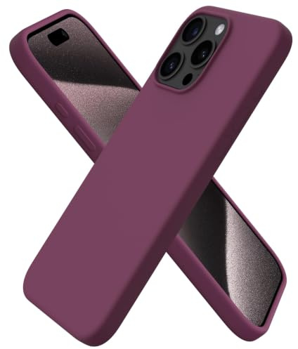 ORNARTO Cover per iPhone 15 Pro Max Silicone,Antiurto,Vino Ross | Silicone Liquido Premium,Protezione Completa,Morbida al tatto,Custodia per Telefono con Fodera in Microfibra Antigraffio