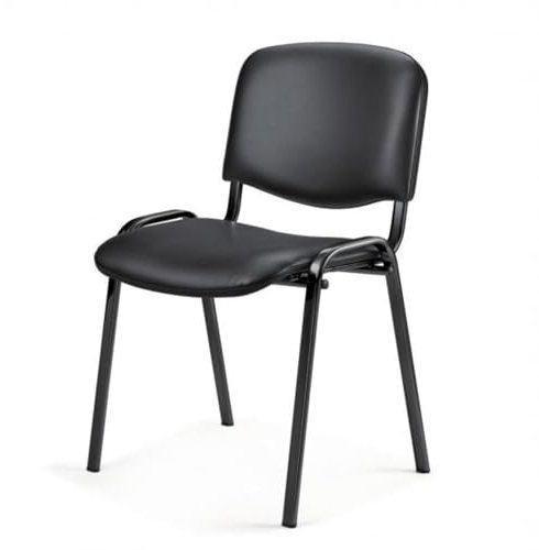 Topsit Wartezimmerstuhl aus Kunstleder, stapelbarer Besucherstuhl, Metallgestell Bürostuhl, Konferenzstuhl, Home Office, Rezeption (Schwarz)