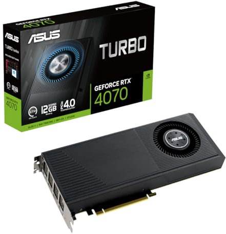 ASUS Turbo GeForce RTX 4070 Carte Graphique Gaming 12 Go GDDR6X (Nvidia GeForce RTX4070 DLSS 3, PCIe 4.0, 1 x HDMI 2.1a, 3 x DisplayPort 1.4a, TURBO-RTX4070-12G)