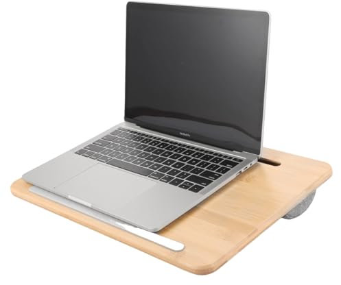 MUXHEL 42x27cm Laptopkissen Bambus, Laptopunterlage, Laptop Unterlage Ständer, Superlicht Laptop Kissen, Laptopkissen Knietablett, Kissen Tablett für Bequeme Arbeit im Bett oder auf dem Sofa