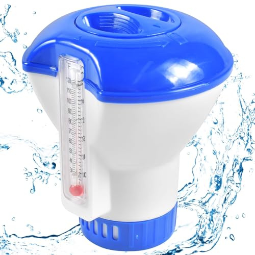 Funmo 5 Zoll Pool Dosierschwimmer,Pool Dosierschwimmer Mit Thermometer, Einstellbar Chlor Schwimmer, Für Die Automatische Chlorierung Und Bromierung Von Schwimmbecken