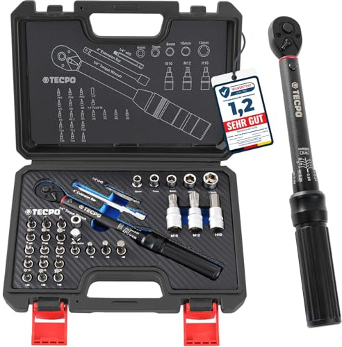 TECPO Fahrrad Drehmomentschlüssel Set 1/4 2,5-25Nm Feinmechanik Schlüssel