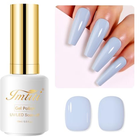 Imtiti Blue Gel Nail Polish - 15ML Baby Blue Gel Polish for Soak Off LED UV Nail Art DIY Manicure Salon Kit