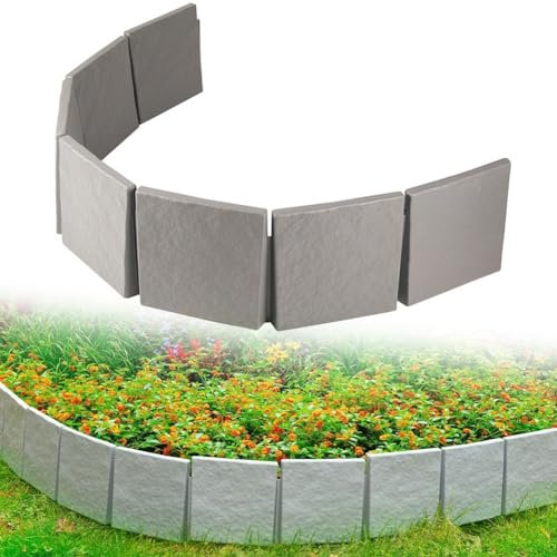 Bordure de jardin décorative en plastique recyclé, texture imitation pierre, pour fleurs de jardin, plantes, arbres