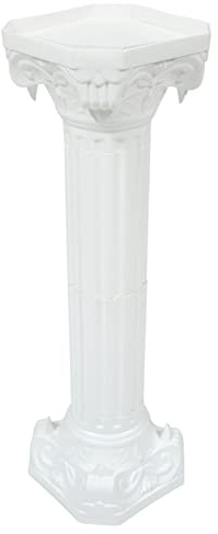 HANABASS Römische Säule Griechische Säule Weiße Plastikfigur Skulptur Hochzeit Blumenvase Ständer Straße Führt Hoher Kerzenhalter Für Hochzeit Party Abendessen Event-Dekoration 88 X 27 cm