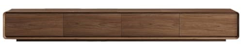 Meuble TV en bois massif avec larges comptoirs pour rangement léger, meuble de rangement de salon de luxe (couleur noyer, 200 x 24 x 24 cm)