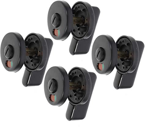 HOMSFOU 4pcs Black Plastic Toilet Partition Door Lock with Print
