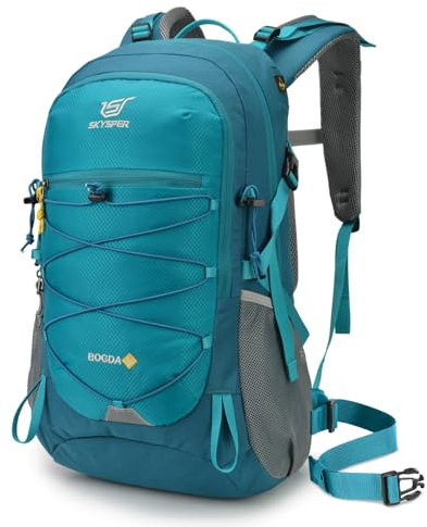 SKYSPER Wanderrucksack 25L, Klein Rucksack mit Rückenbelüftung aus atmungsaktivem 3D Air Mesh Tagesrucksäcke mit Regenschutz für Wandern Outdoor