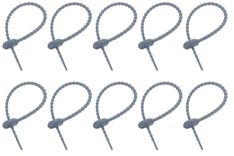 sourcing map 20 bridas de silicona de 7 pulgadas, reutilizables, tiras giratorias, organizador de gestión de envolturas de cables para el hogar, oficina, cocina, bolsa de alimentos, color gris