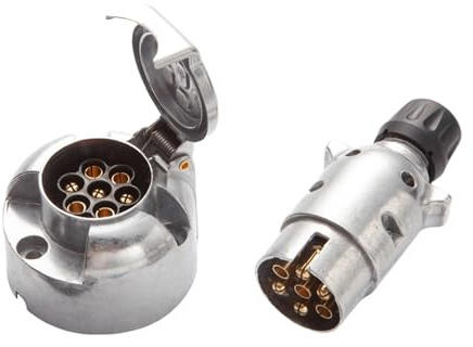 Feuunly Alliage d'aluminium Prise Remorque 7 Broches Male Femelle, 12V Étanche Prise Remorque Connecteur Standard Européenne - ISO 1724, pour Caravane Voiture RV Remorque Connecteur (Extrémité à Vis)