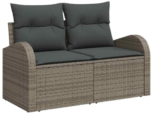 vidaXL Trädgårdsoffa Grå 124 x 62 x 69 cm konstrotting, Trädgård och Terrass, Hållbar Modulsoffa, Lätt UV-Skyddad, Utomhusmöbler, Modern Loungeset