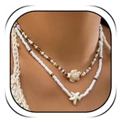 YANCHUN Damen Muschelkette Sommer Schmuck Bunte Perlen Seestern Halskette Accessoires Outfits