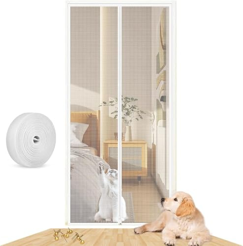 BANTASE Katzengitter Balkontür 95cm X 200cm, Katzennetz Katzennetz for Balkon, Tierschutztür, Katzengitter for Tür, Verhindert Das Auslaufen Der Katze, for Wohnzimmer, Schlafzimmer, Küche(95x200cm)