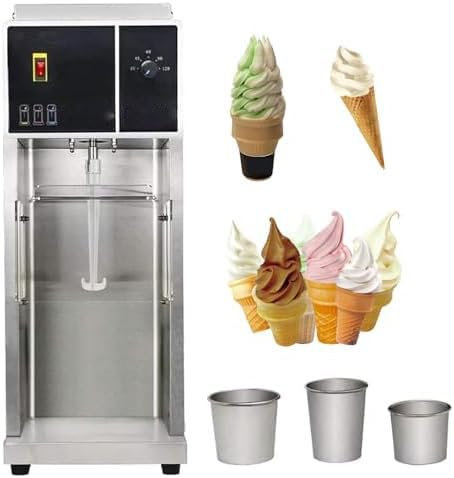 500W Commercial Ice Cream Maker Machine, Stainless Steel Chill Drink Mixer, for Delicious Frozen Yoghurt, Sorbet & Ice Cream,with 3 Cups, Counter top Hard ice Cream Maker with Plastic Mixing Head