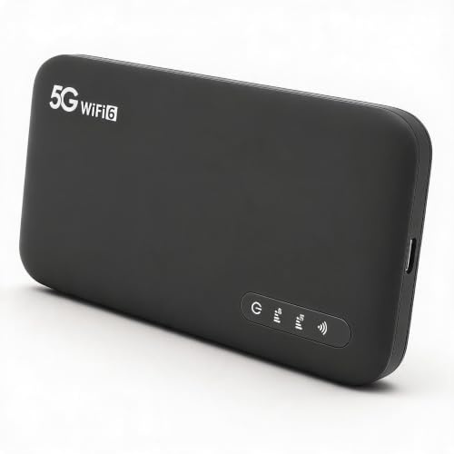 Vvikizy Routeur Portable 5G Mobile Hotspot WiFi 6, 5G avec Emplacement pour Carte SIM, Support 16 Appareils 6100mAh Batterie, Appareils Internet Portables pour Les voyageant et
