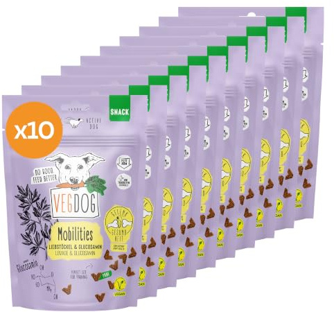 VEGDOG Mobilities Minis Kausticks für Hunde, fettarm, 10x115g | Fettarmer Snack zur Unterstützung der Gelenkgesundheit, Kauspaß für Allergiker mit Glucosamin und Kartoffel