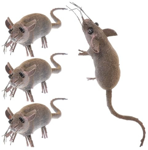 ERINGOGO 4pcs Realistic Fake Mouse Figurines for Halloween Decorations, Mini Simulation Mice Models for Home, Garden, Festival and Prank Use Random Color