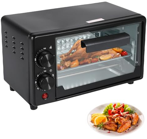 Mini Backofen, Mini Backofen 12L mit Backblech und Grillrost, Pizzaofen 600W, 100-250 °C, Timer 0-60 Min,für Backen Braten Auftauen Erhitzen Backofen für Camping, Kleiner Backofen (12L)