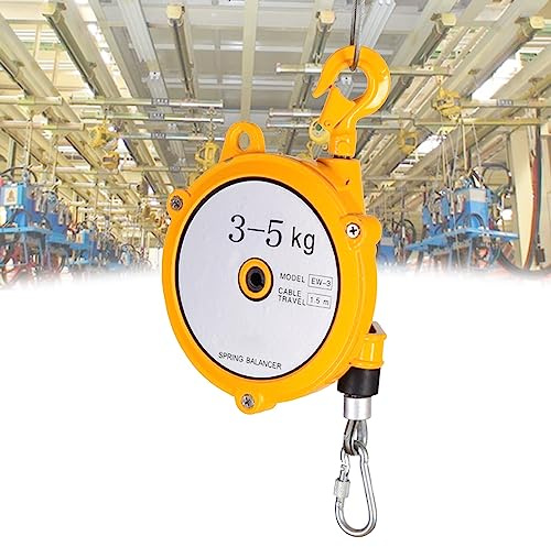 Équilibreur à ressort avec câble de 1,5 m et crochet - Rétracteur d'outils réglable for une utilisation sûre et efficace dans les ateliers/usines(3-5kg)