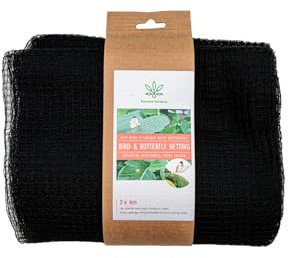Butterfly Netting for Vegetables – Fine Mesh Garden Protection 2×5m or 3×4m, Brassica Cover & Anti-Bird Barrier – Green/Black Plant Cover (Black, 3 x 4 m)