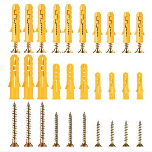 100 Pcs Screws and Wall Plugs Set, Heavy-Duty Anti-Rust Zinc Coated Screws with Strong Wall Plugs, 3 Size Masonry & Concrete Fixings Kit in Organized Storage Box for Home and DIY Projects (Silver)
