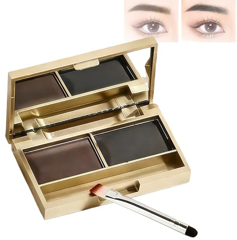 2-Colour Eyebrow Powder Palette | Waterproof Long-Lasting Brow Kit with Dark Brown Powder | Multi-Purpose for Eyeshadow, Hairline & Contour, Compact Portable Natural Finish