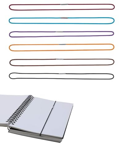 SCJJZ 6 Pieza Bandas Elásticas para Cuaderno, Cordón Elástico Plegable Colorido, Banda Elástica Resistente, Inserciones de Conexión para Portátiles Correas de Repuesto Accesorios
