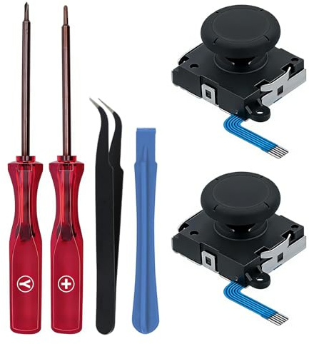 Joystick Analogique 3D Remplacement, Kit Reparation pour Manette NS Switch/Switch OLED Joy-Con/Switch Lite(Pas pour Switch 2), Tournevis Triwing et Outils, Solution Anti Dérive pour Contrôleurs, Noir