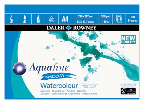 Daler Rowney Aquafine aquarelle artists watercolour SMOOTH pad A4 hot pressed