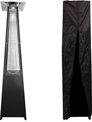 Parasol chauffant au gaz STOCKHOLM 13kW en acier noir + housse de protection