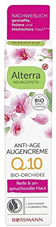 Alterra Crema de ojos antiedad orquídea 15 ml para pieles maduras y exigentes, con aceite de argán orgánico, con vitamina E y Q10 natural, cosmética natural
