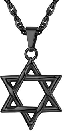 PROSTEEL Pendentif Etoile de David Homme Noir Collier Magen David Amulette des Juifs