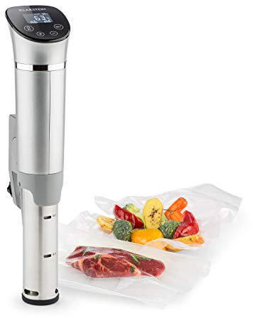 Klarstein Quickstick Flex - Sous Vide, Máquina de cocción al vacío, 1300 W, Programable, Circulación en 3D, 0-95 °C, Pantalla LCD táctil, Resistencia al agua IPX7, Hasta 20 litros, Plateado