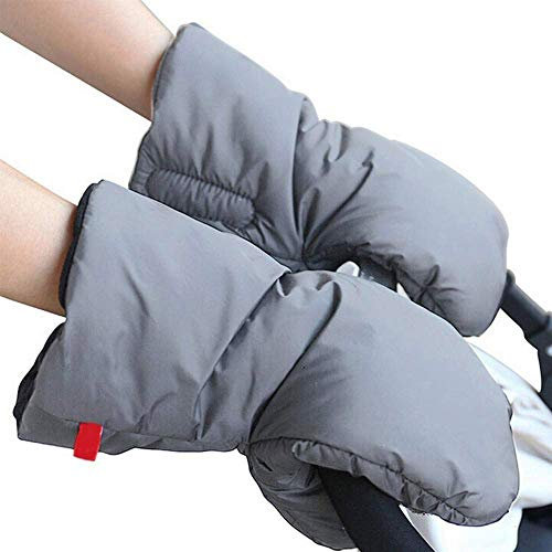 MIAOZHANG Kinderwagen Handschuhe, Kinderwagen Handwärmer Handschuhe Handmuff mit Baumwolle Innenseite, Wasserfest Atmungsaktiv und Windfest,Universalgröße für Kinderwagen,Grau