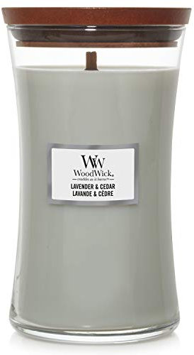 WoodWick Large Hourglass Scented Candle with Crackling Wick | Lavender & Cedar | Up to 130 Hours Burn Time