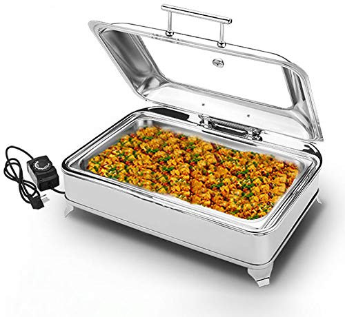 Aprilhp Chafing Dish, Warmhaltebehälter Essen, Buffetwärmer Speisenwärmer Elektrisch, Wärmebehälter für Essen, GN Behälter 1/1, 1/2, 1/3, Essen Warm Halten, 9Lgn 1/1