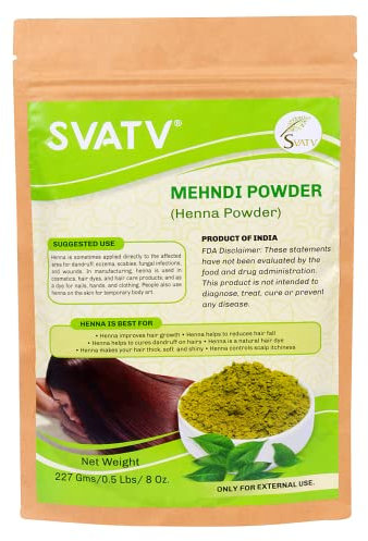 SVATV Henna Powder (Lawsonia Inermis) Natural Looking Hair & Glossy Strengthens And Repairs Damage Hair for Men and Women Natural Hair Color - 227g | 08oz