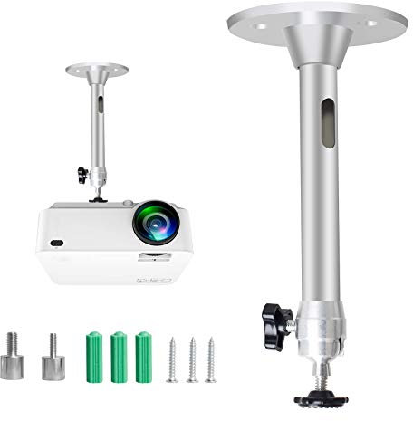 YiePhiot Mini Ceiling Wall Projector Mount Stand Compatible with QKK, DR.J, DBPOWER, Anker, VANKYO, AAXA, Jinhoo, PVO, TMY, AuKing and Most Other Mini Projector (175mm, Silver)