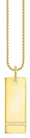 THOMAS SABO Kette Tag mit weißen Steinen gold 925 Sterlingsilber, 750 Gelbgold Vergoldung