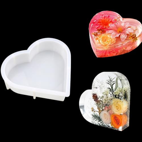 FineInno Moule Resine Forme de Coeur, Moule en Silicone Époxy Cristal Serre Livre, Moulage en Résine pour Fabrication de Bougies, Savon, Spécimen de Fleur/Insecte