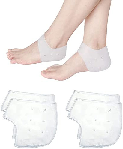 Talloniere in silicone,Proteggi Tallone in Silicone,2 paia Heel Pads Cushion,Gel Tacco Calze,Per Fascite Plantare,Tendinite Di Achille Uomini e Donne per alleviare il dolore al tallone(Bianco）