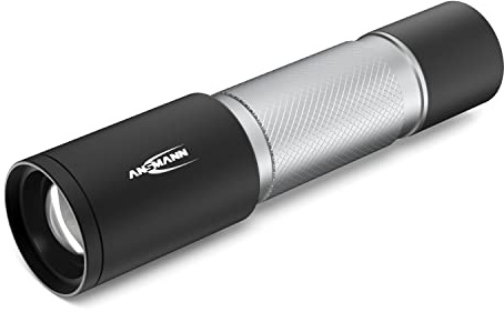 ANSMANN Daily Use 270B Zoom LED Torch - 275 Lumen, Adjustable Beam Focus, Water Resistant, Ideal for Home, Garage, Car, Workshop, Camping - Includes AAA Batteries, Silver