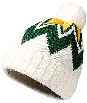 Unbekannt Beanie Damen Winter Bommelmütze Wintermütze Warme Strickmütze Damen Mütze Gefüttert Fell-Bommel Kunstfell Wintermütze Bommelmütze Grobstrick Damen Strickmütze Strick-Beanie Mit Fell-Bommel