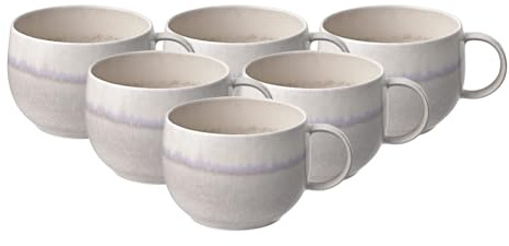 Villeroy & Boch like. by Perlemor Sand Kaffeetassen 6er Set, 190 ml, Kaffeeobertasse im Pottery Look mit Effektglasur, 12x9x6,5cm, Premium Porzellan