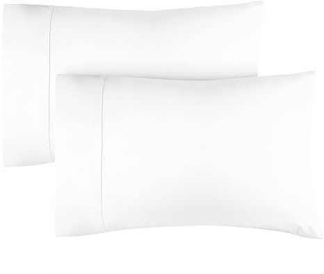 King Size Pillow Cases 2 Pack 50x90cm - Extra Soft Pillowcases, Cooling and Breathable Double Brushed Microfiber, Durable Wrinkle Free, Machine Washable, Hotel Quality Pillow Covers - White