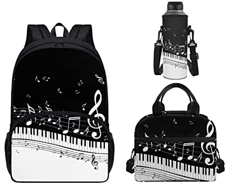 Coloranimal Axolot Schulranzen-Set für Jungen, 3er-Pack, Lunch-Tasche + isolierte Flaschenhalter-Tasche für Kinder, Grundschule, Schüler, Büchertaschen, Notenheft, Schwarz / Weiß, One size