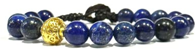 Samsara Bracciale Tibetano Ispirazione Buddista con Lapislazzuli, Lunghezza Regolabile, Gioiello Artigianale con Filo in Cotone Cerato ad Alta Resistenza e Chiusura in Ottone