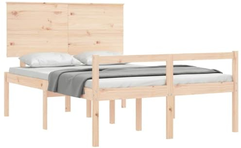 vidaXL Seniorenbett mit Kopfteil 140x190 cm Massivholz